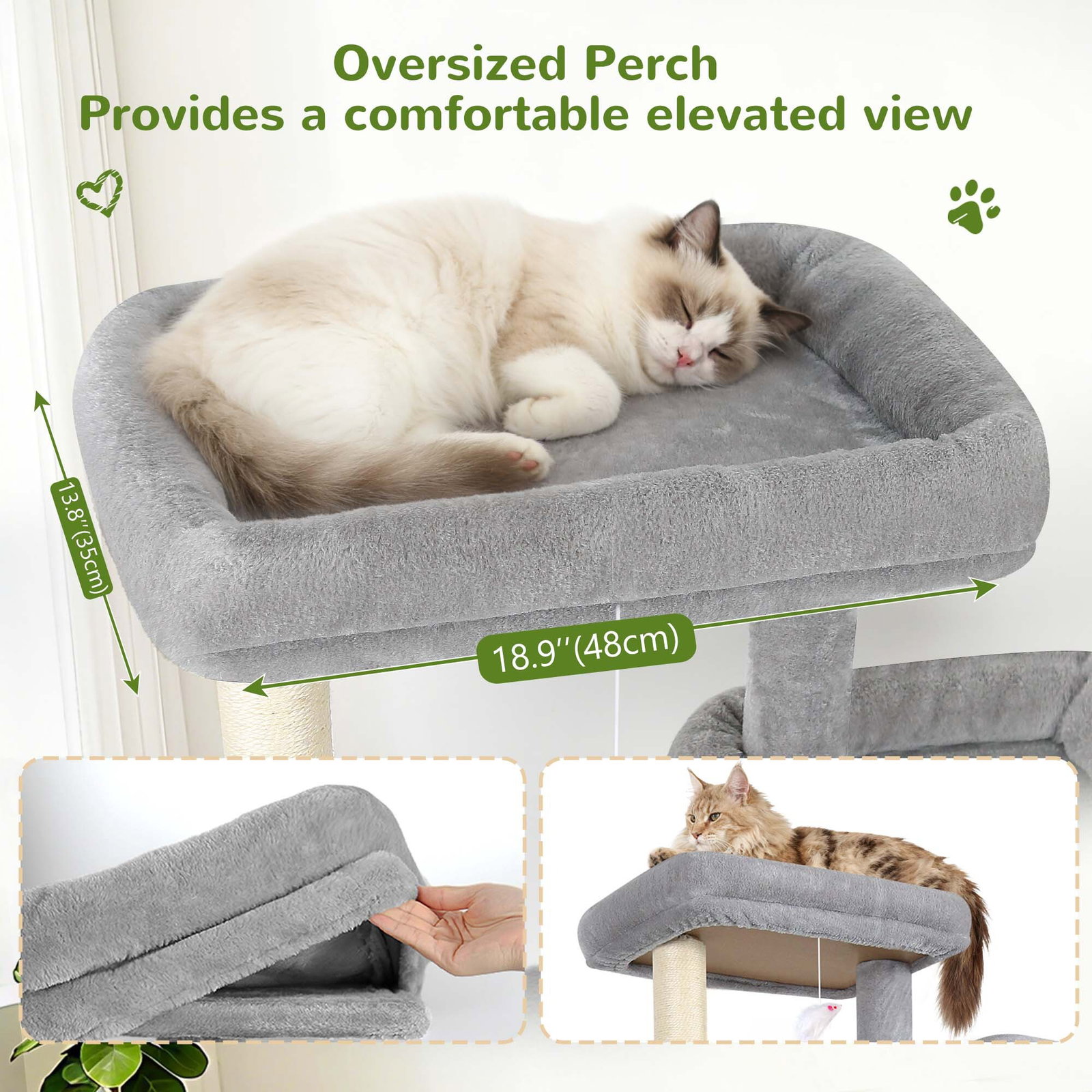 S73 Cat Tree(Light Grey,73-inch)