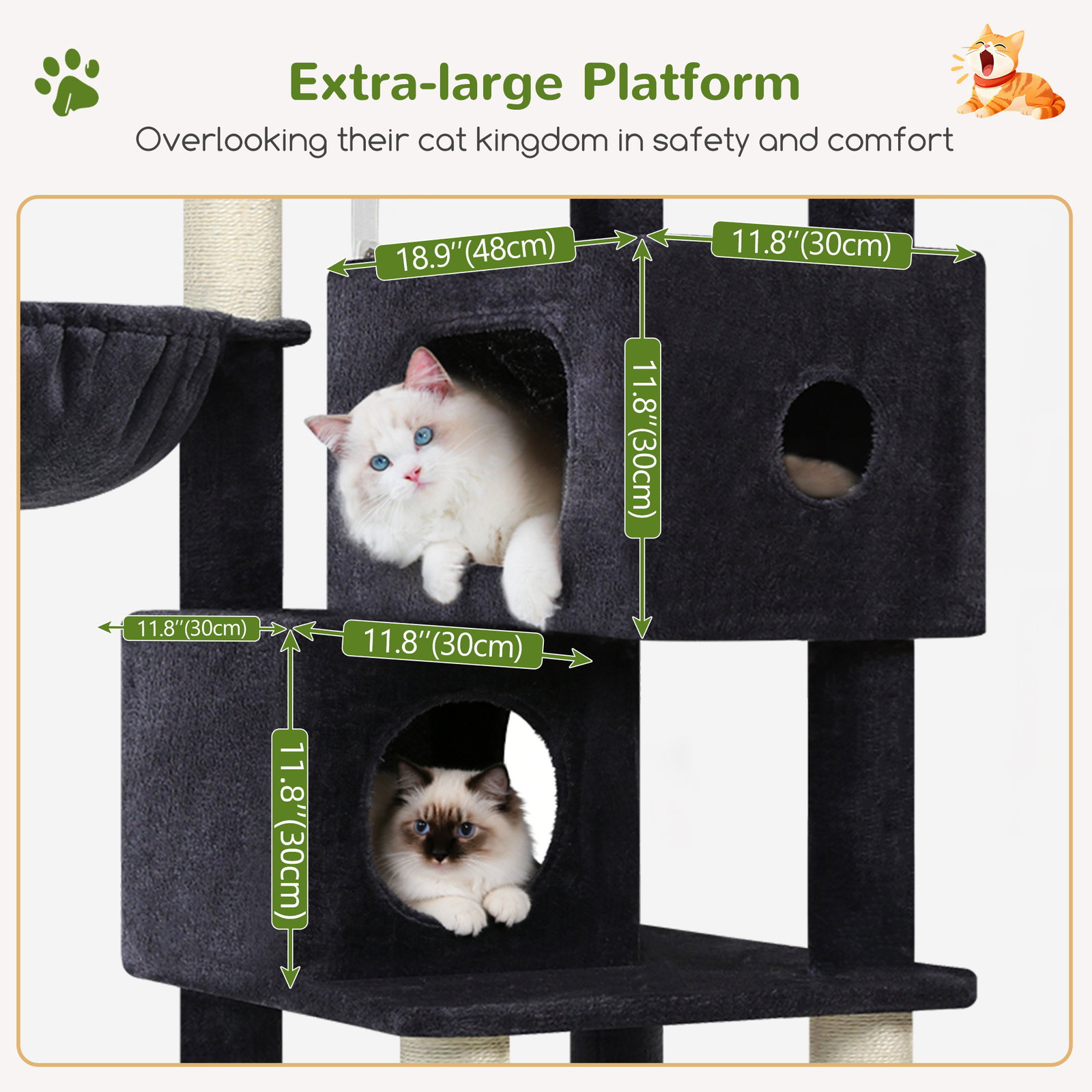 S73 Cat Tree(Dark Grey,73-inch)