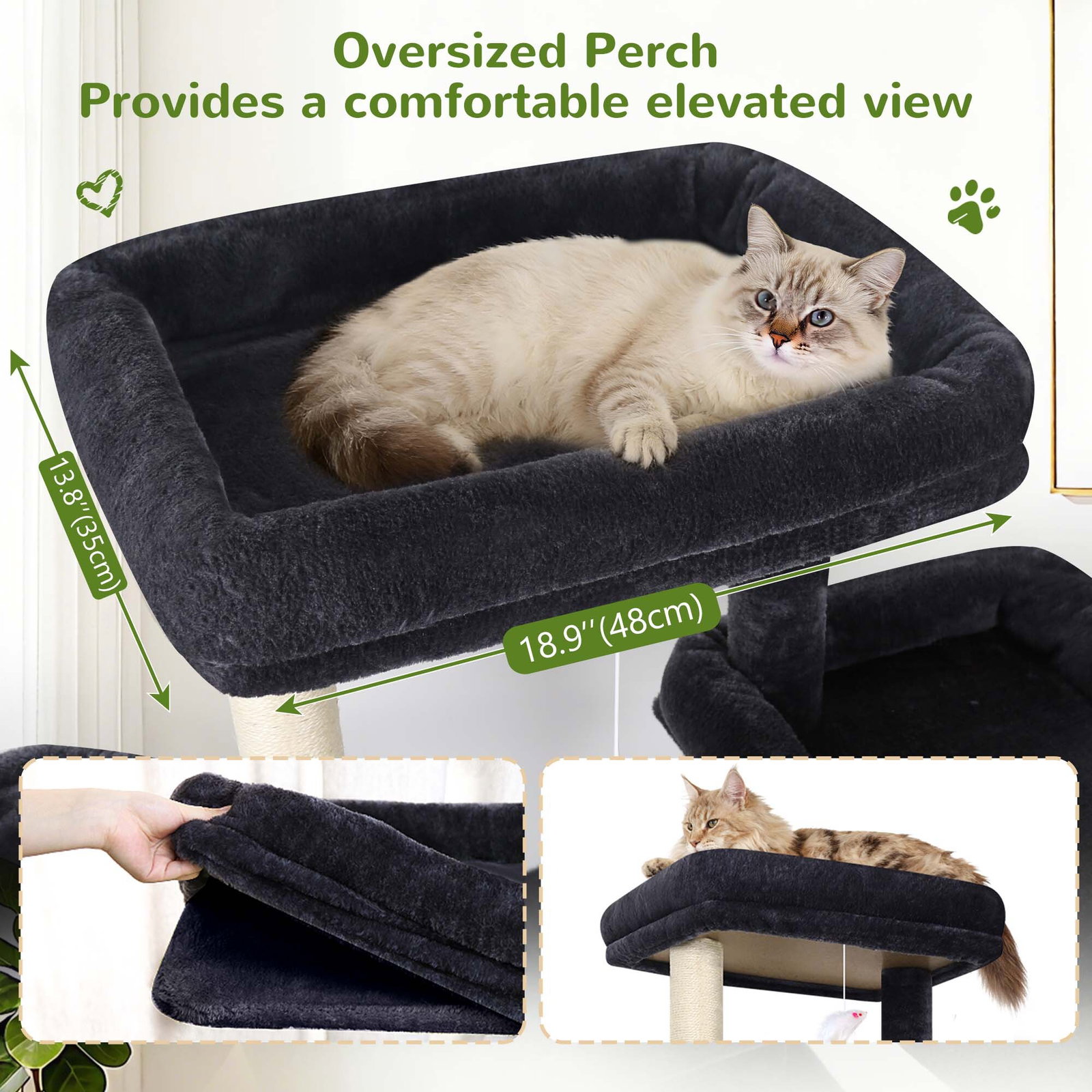 S73 Cat Tree(Dark Grey,73-inch)