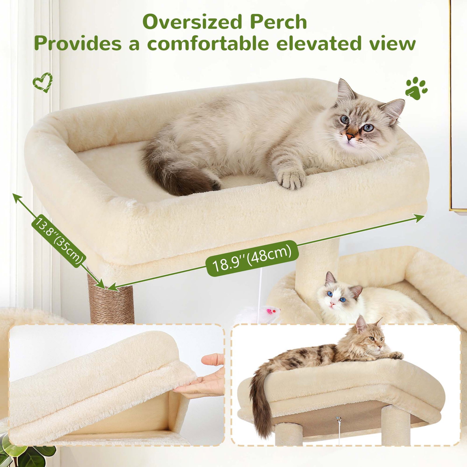 S73 Cat Tree(Beige,73-inch)