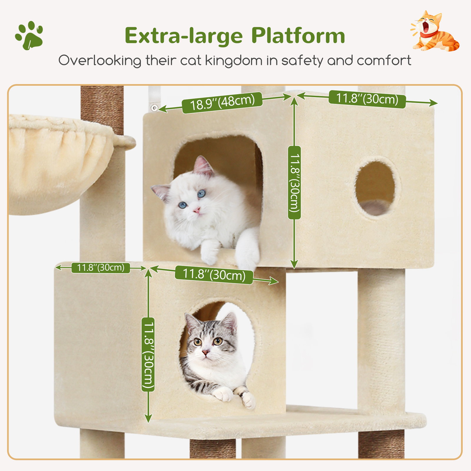 S73 Cat Tree(Beige,73-inch)