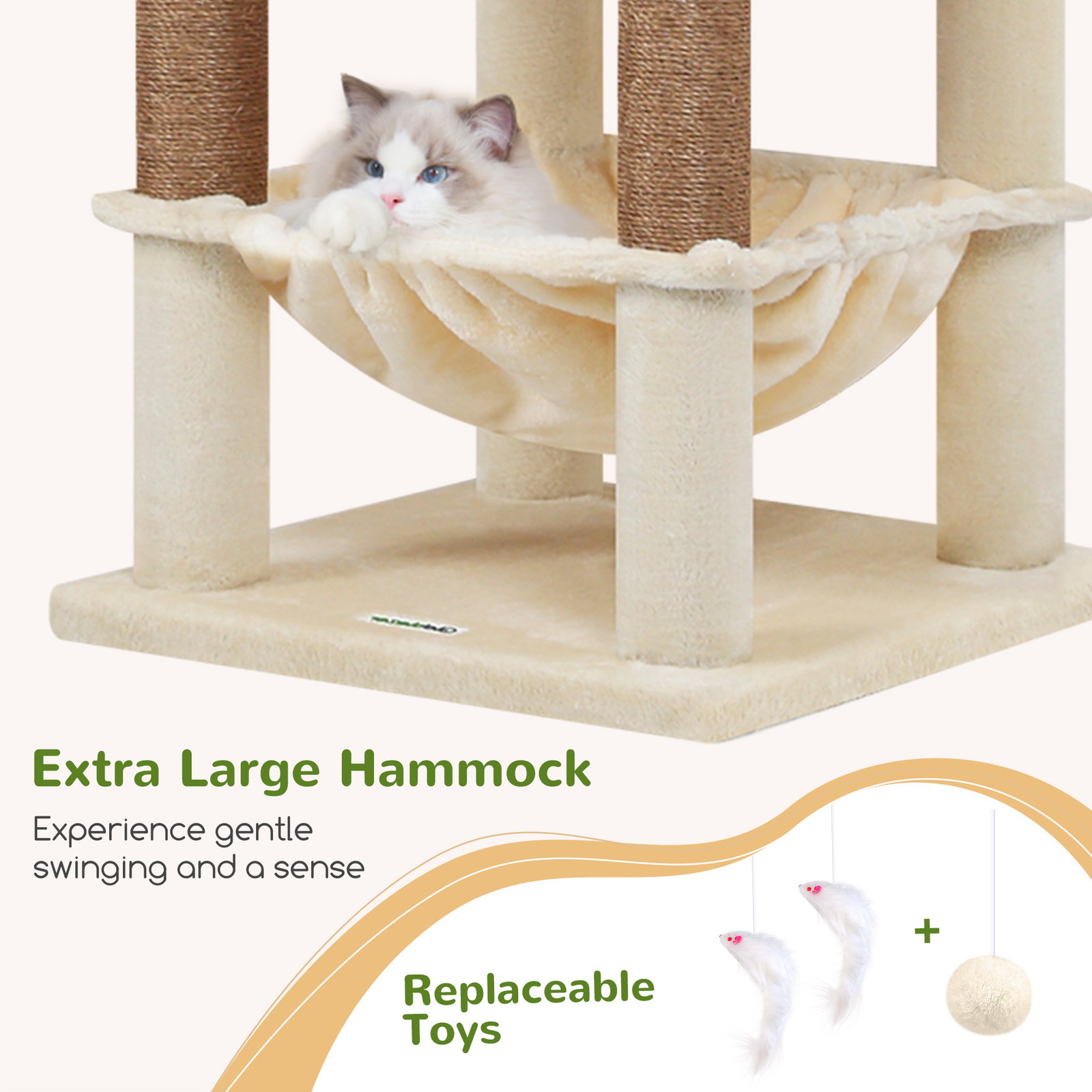 S73 Cat Tree(Beige,73-inch)