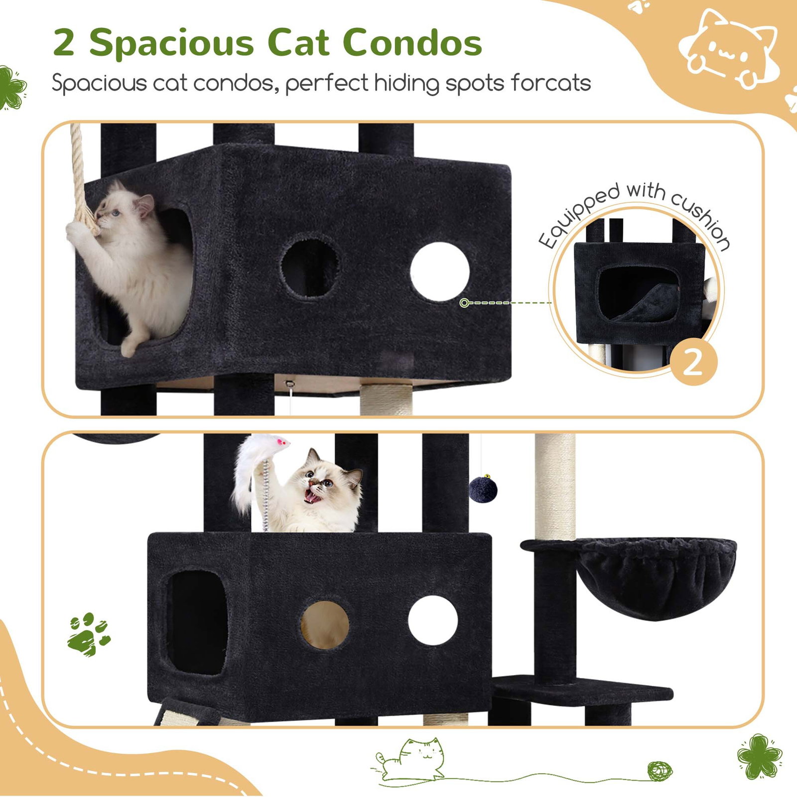F81D Tall Cat Tree(Dark Grey,81-inch)