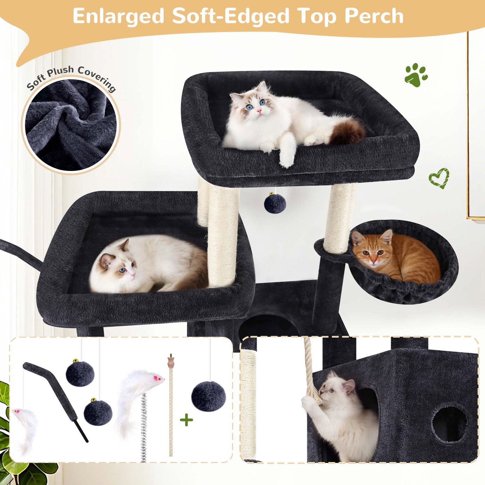F81D Tall Cat Tree(Dark Grey,81-inch)