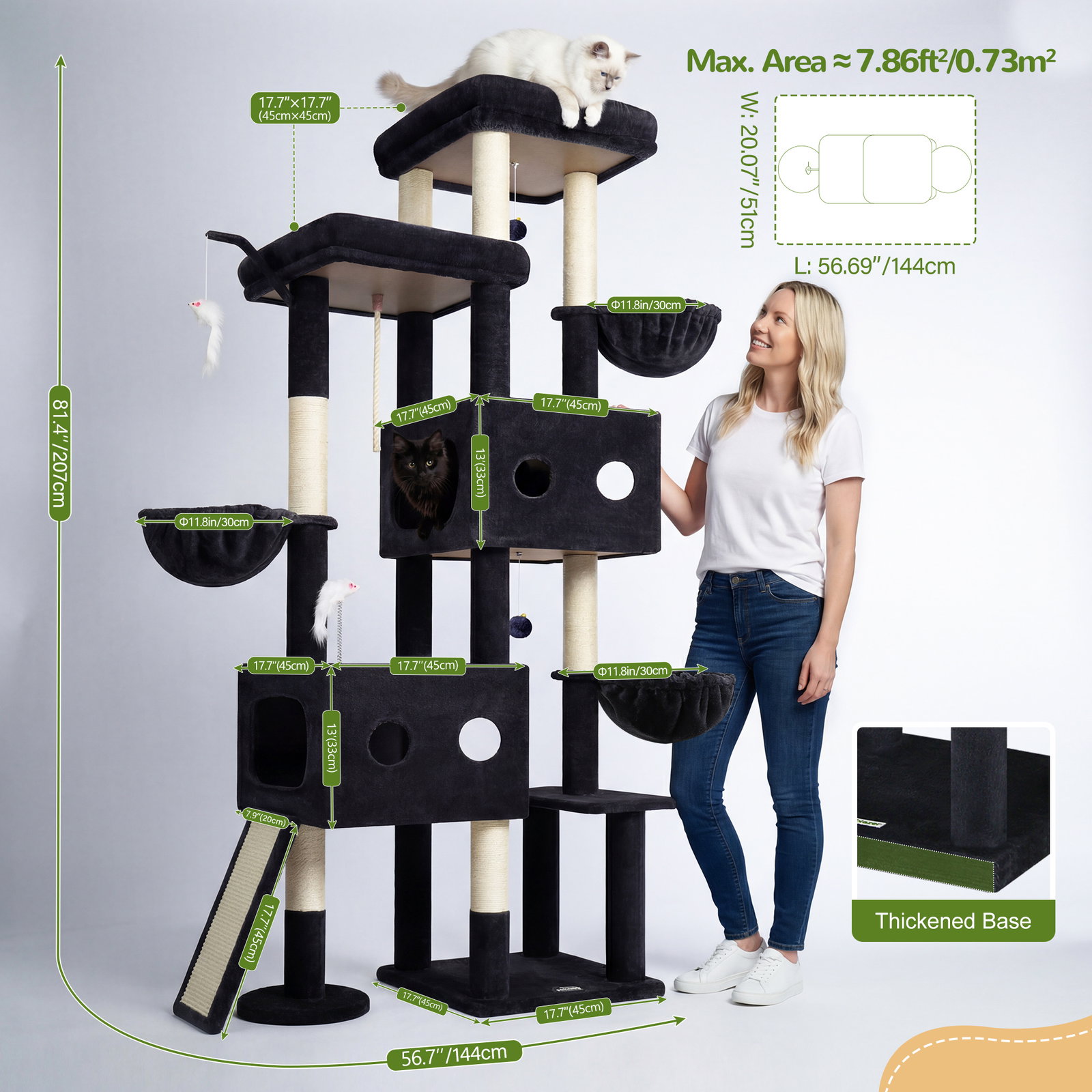F81D Tall Cat Tree(Dark Grey,81-inch)