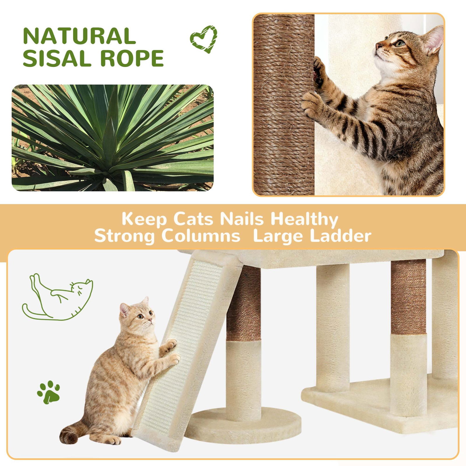F81D Tall Cat Tree(Beige,81-inch)