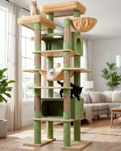 F83B Tall Cat Tower(Cactus Green,83-inch)