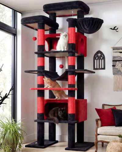 F83B Tall Cat Tower(Gothic Red Black,83-inch)