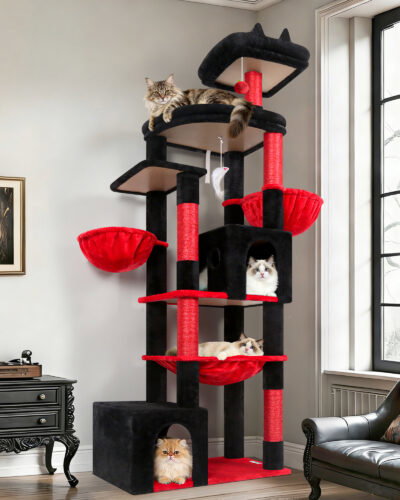 S76B Cat Tower(Gothic Red Black,76-inch)