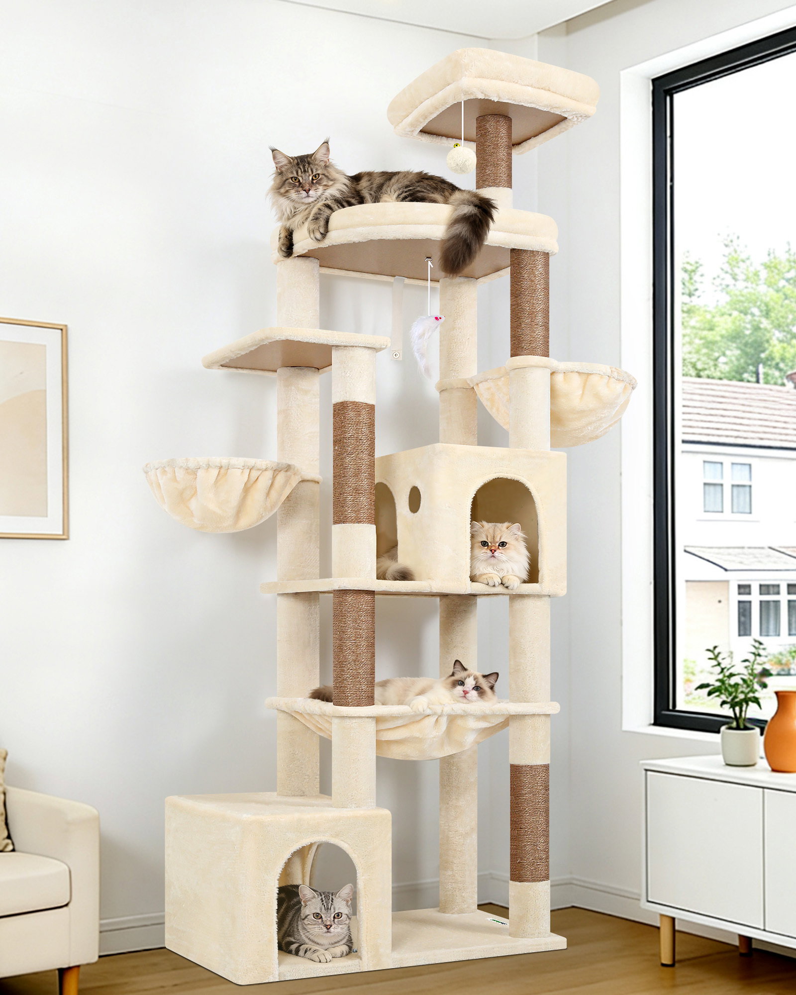 S76B Cat Tower(Beige,76-inch)