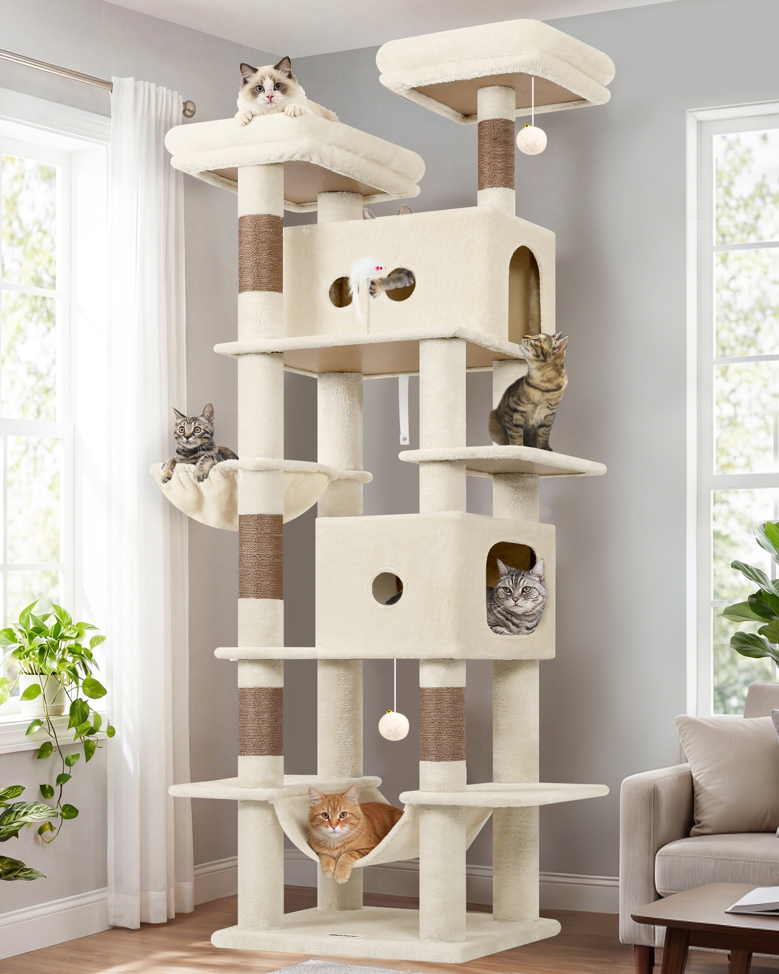 S80B Big Cat Tree(Beige,80-inch)