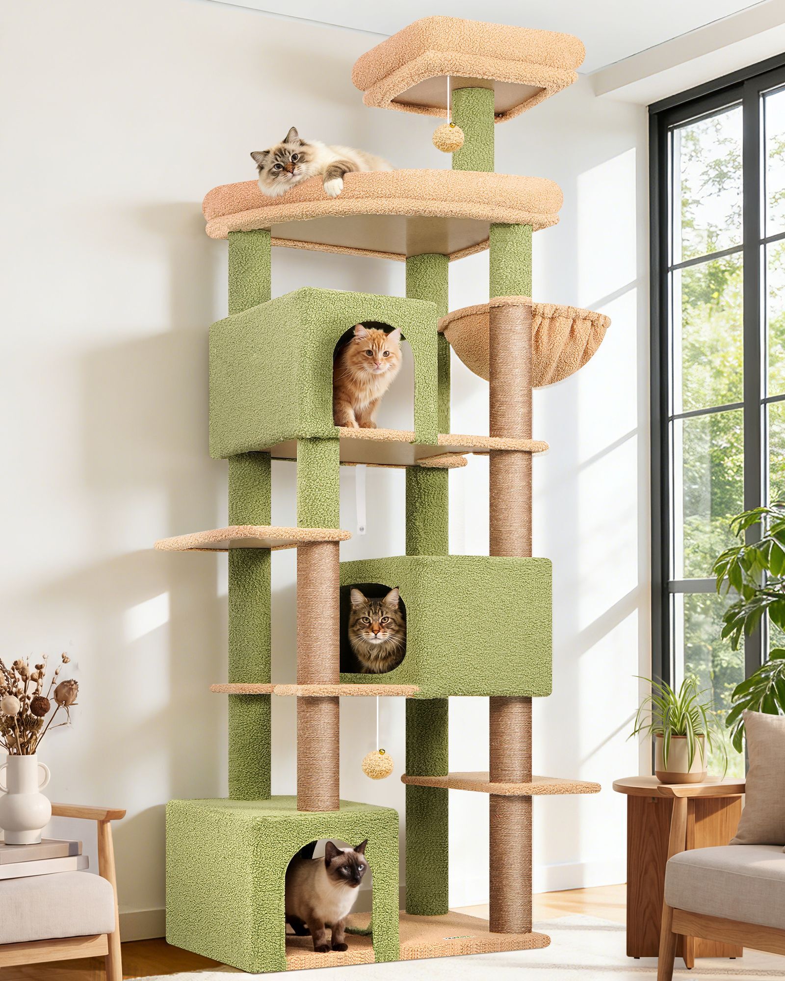 S80 Cat Tower With Scratching Post(Cactus Green,80-inch)