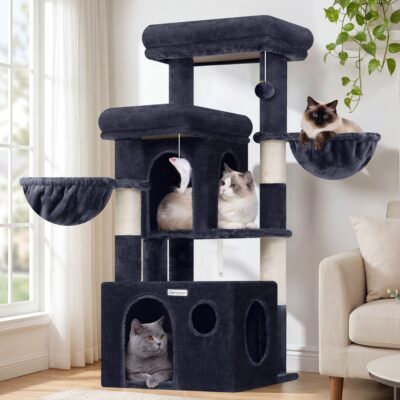S48 Cat Tree For Large Cats(Dark Grey,48-inch)