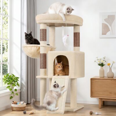 F45 Cat Tree For Large Cats(Beige,45-inch)