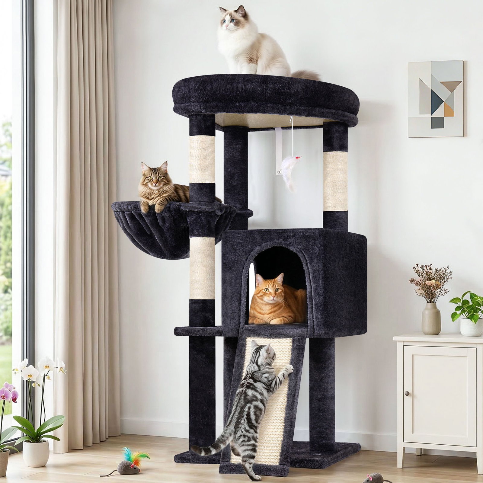 F45 Cat Tree For Large Cats(Dark Grey,45-inch)