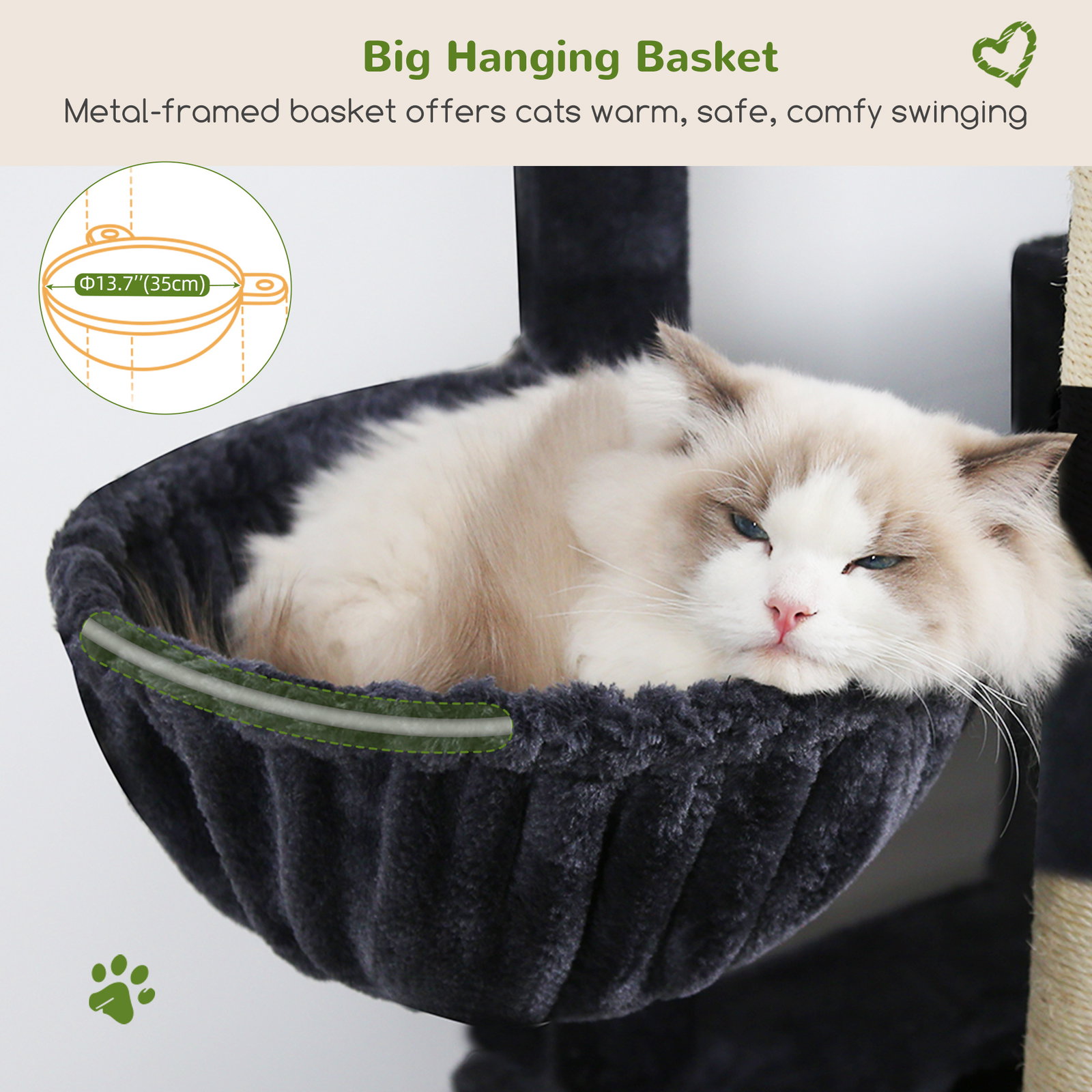 F45 Cat Tree For Large Cats(Dark Grey,45-inch)