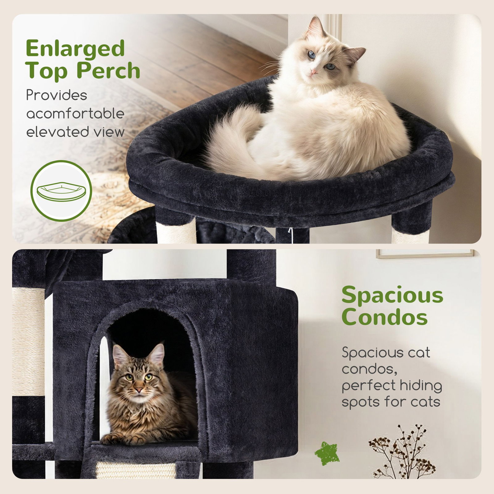 F45 Cat Tree For Large Cats(Dark Grey,45-inch)