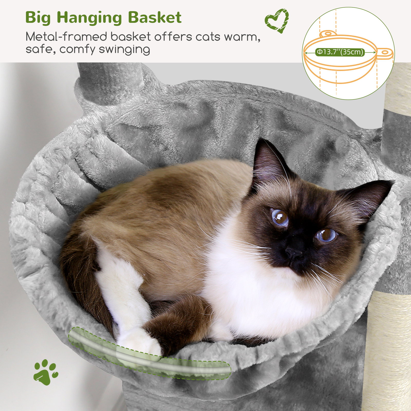 F45 Cat Tree For Large Cats(Light Grey,45-inch)