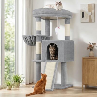 F45 Cat Tree For Large Cats(Light Grey,45-inch)
