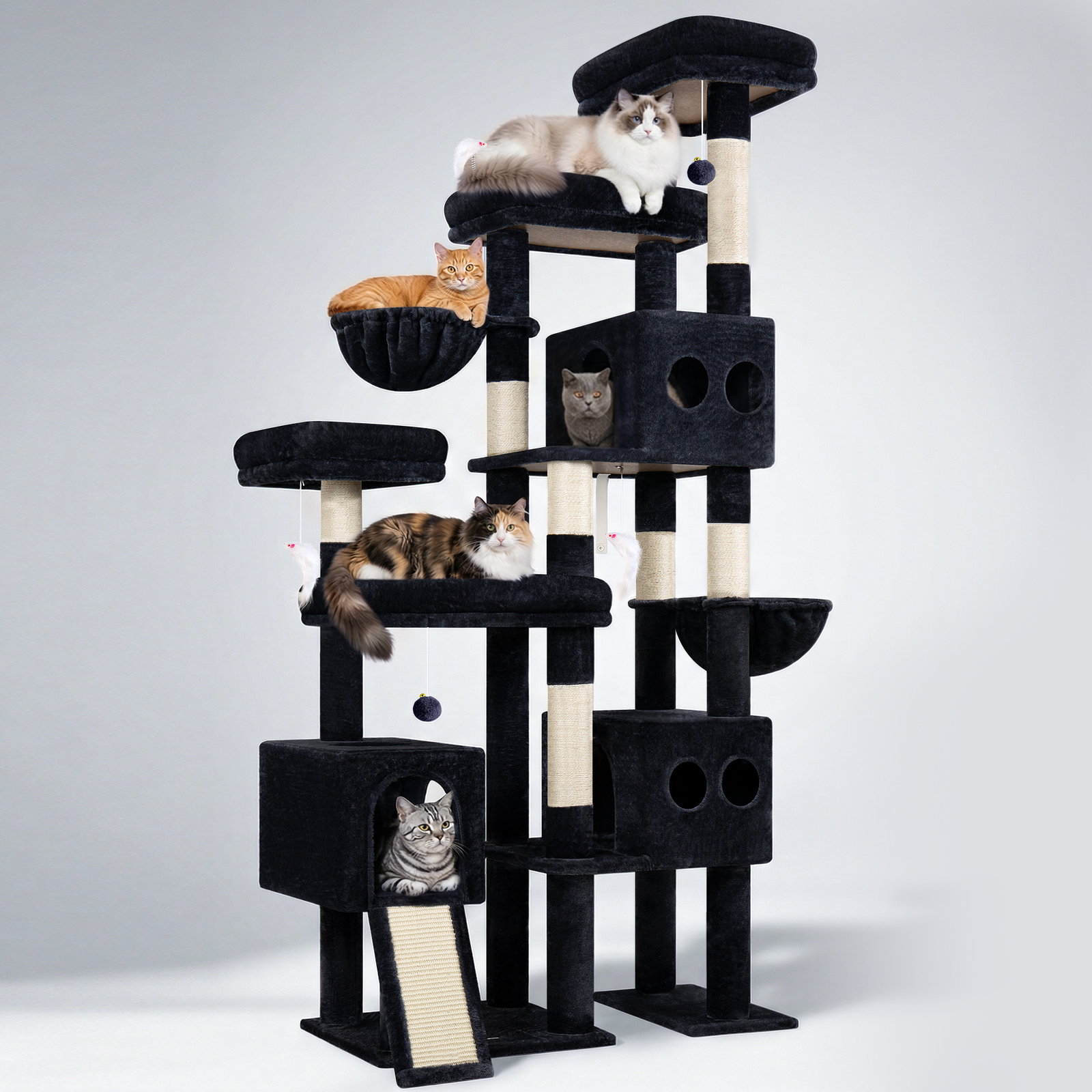 S82D Heavy Duty Cat Tree(Dark Grey,82-inch)