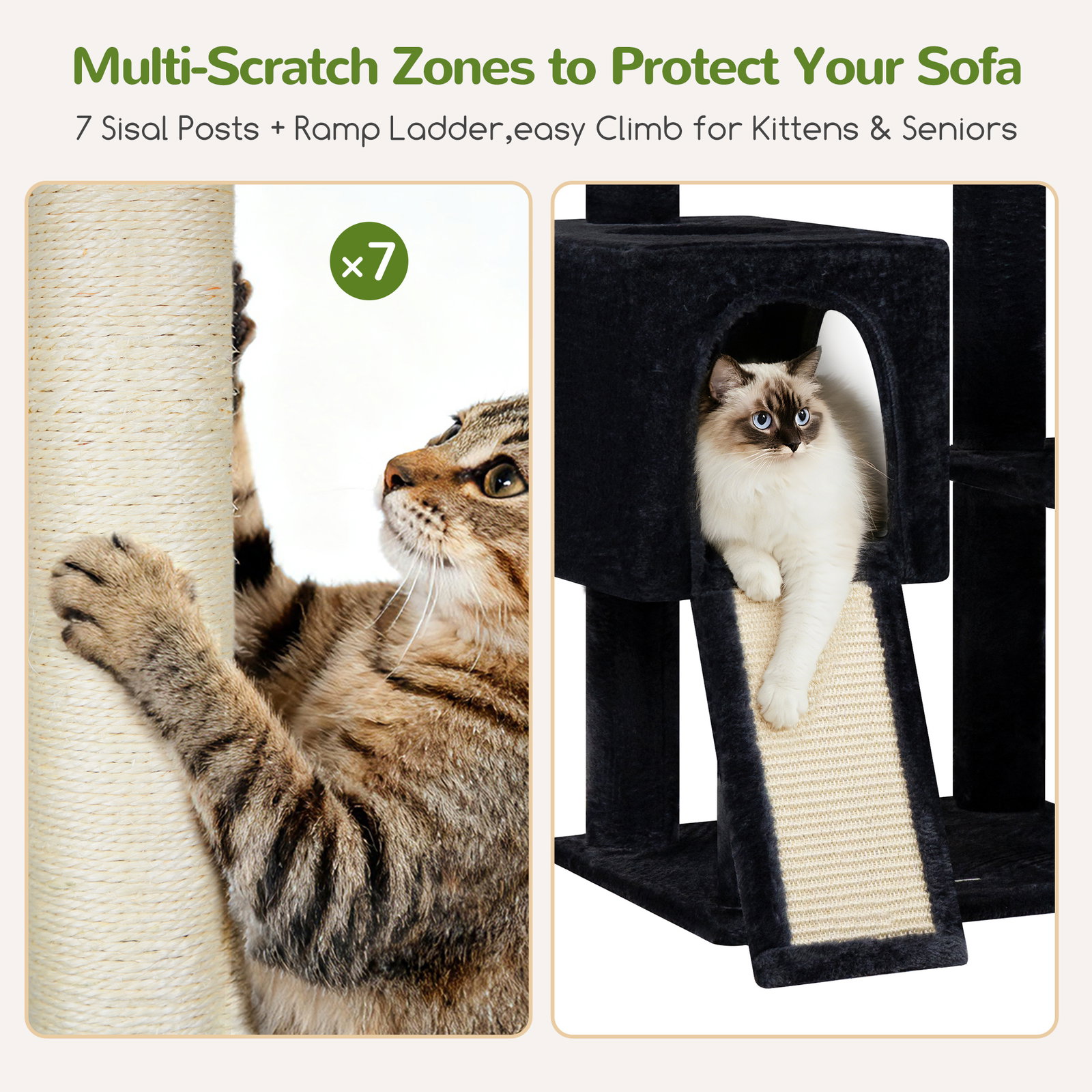 S82D Heavy Duty Cat Tree(Dark Grey,82-inch)