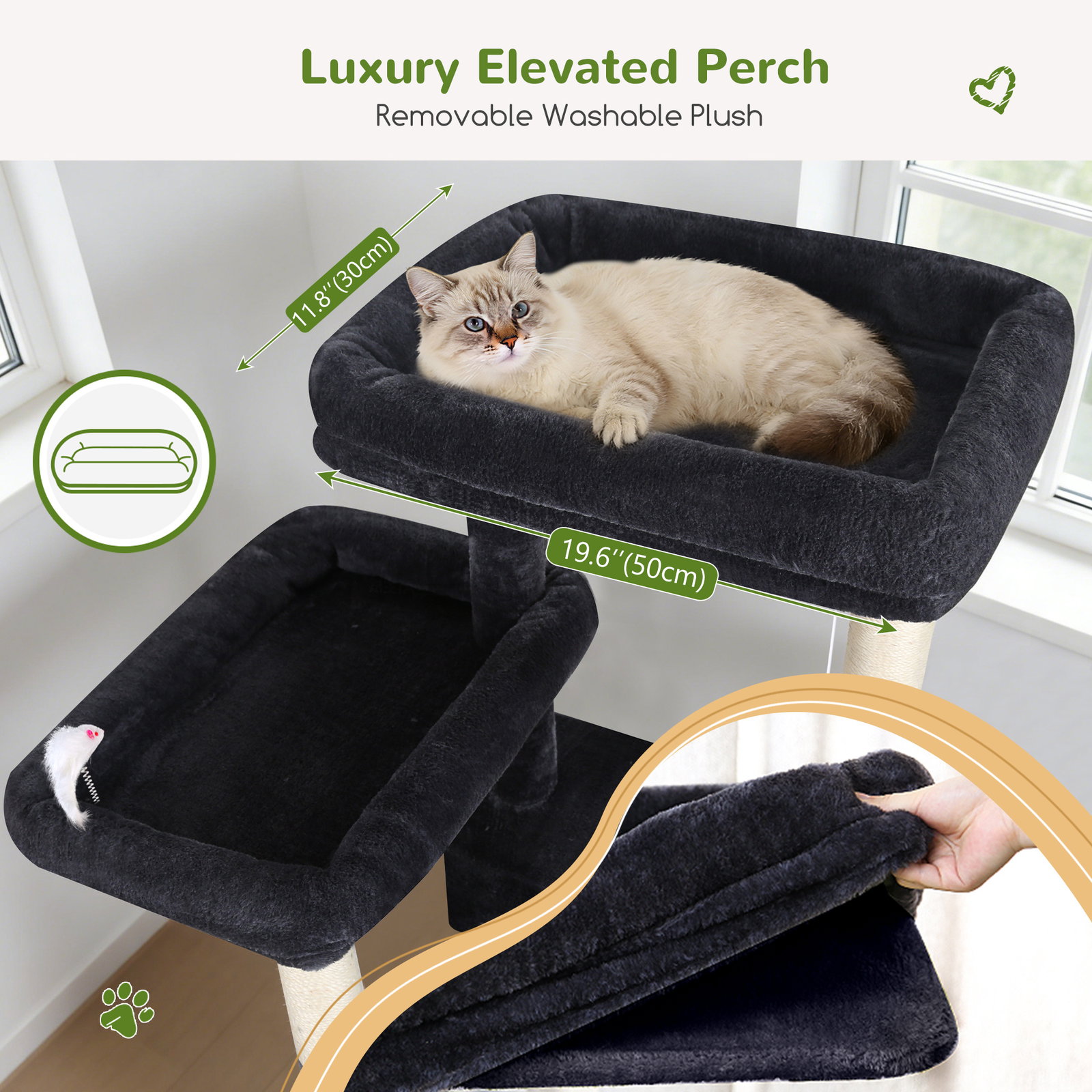 S82D Heavy Duty Cat Tree(Dark Grey,82-inch)