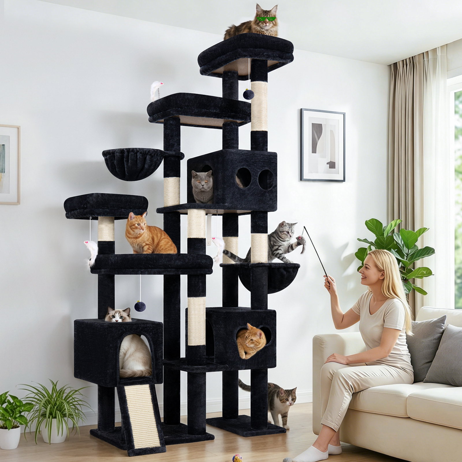 S82D Heavy Duty Cat Tree(Dark Grey,82-inch)