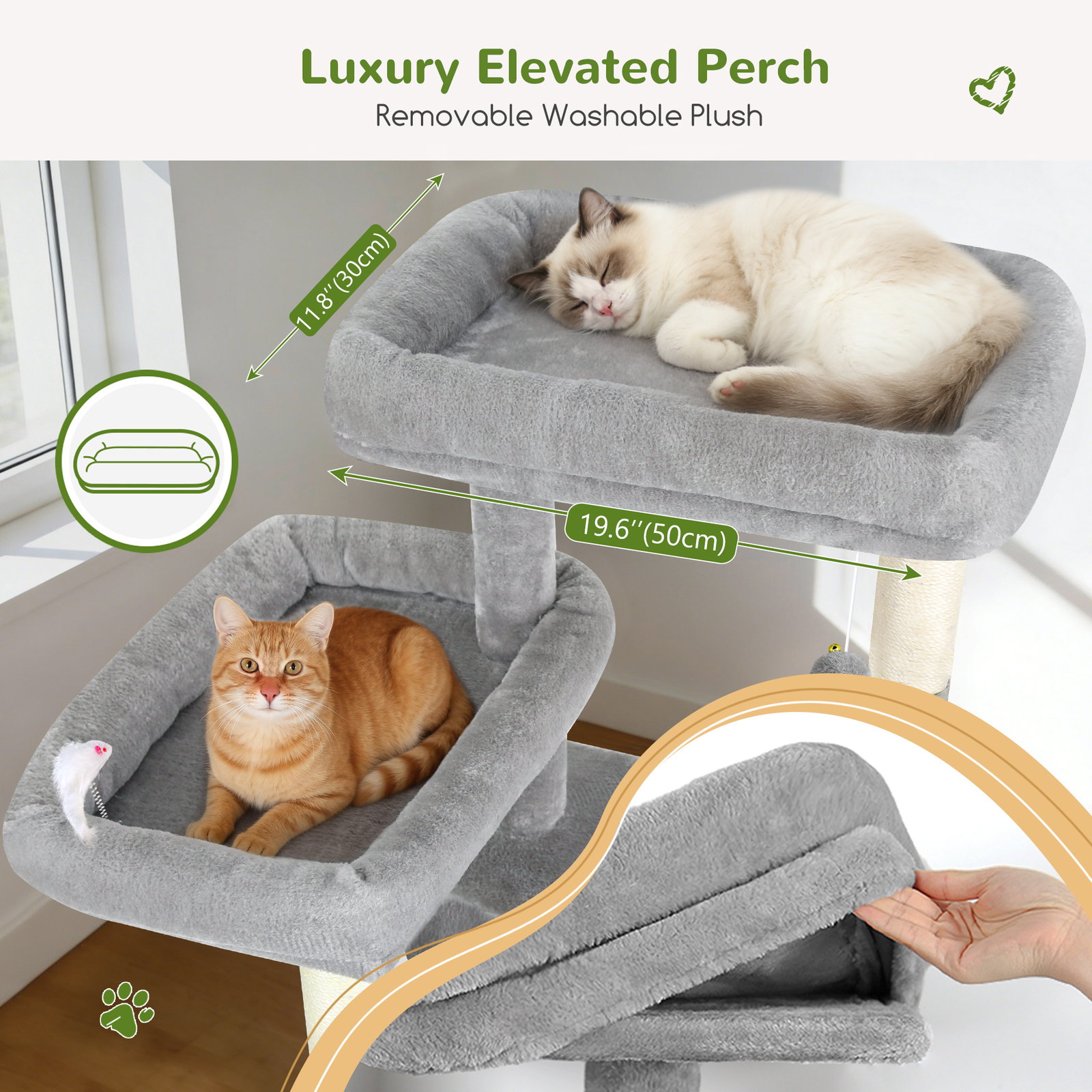 S82D Heavy Duty Cat Tree(Light Grey,82-inch)