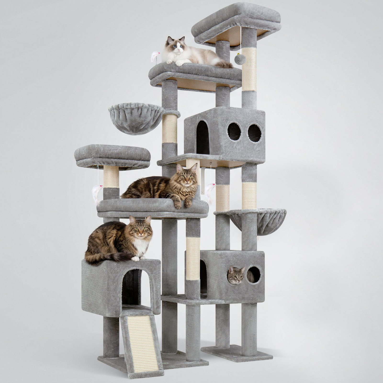 S82D Heavy Duty Cat Tree(Light Grey,82-inch)