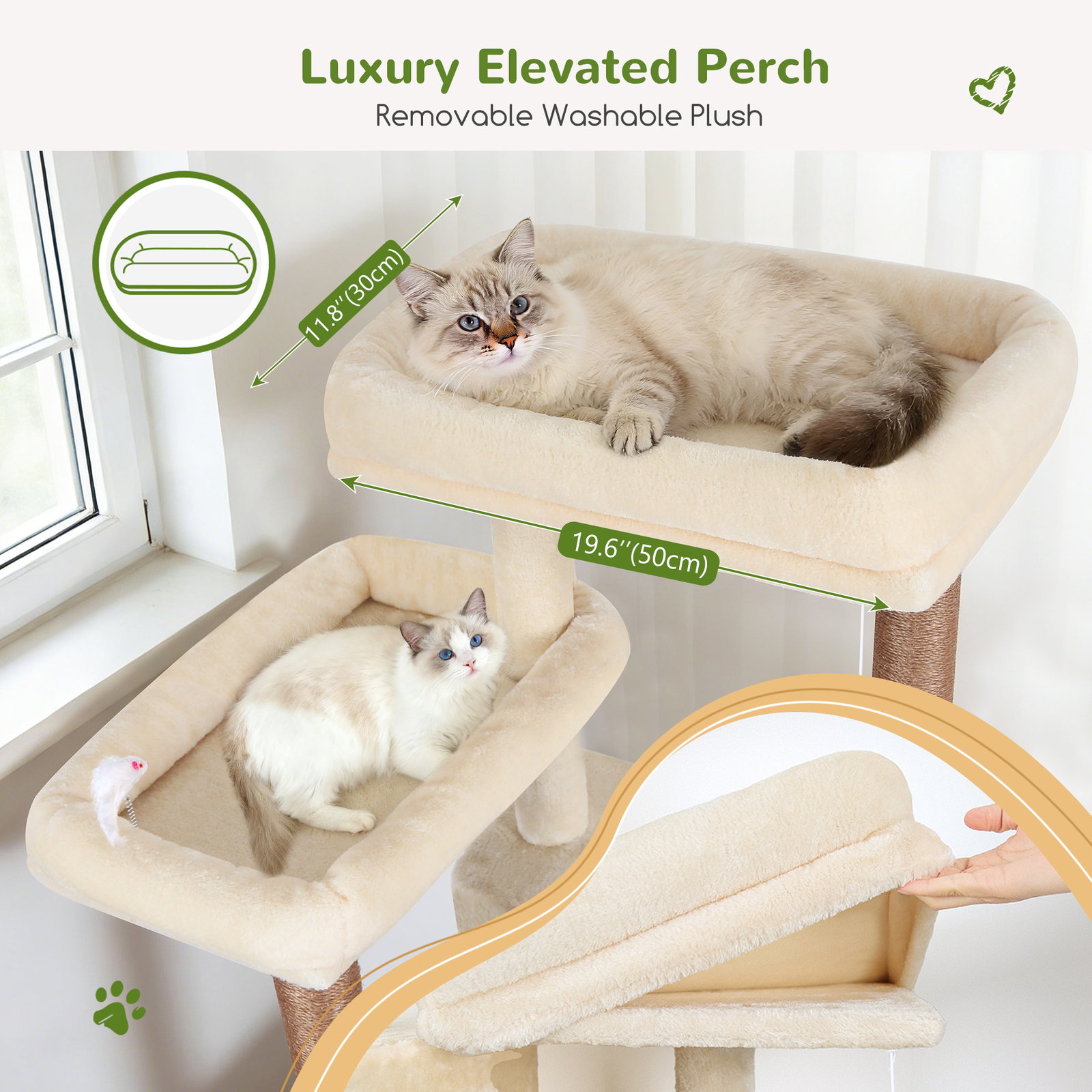 S82D Heavy Duty Cat Tree(Beige,82-inch)