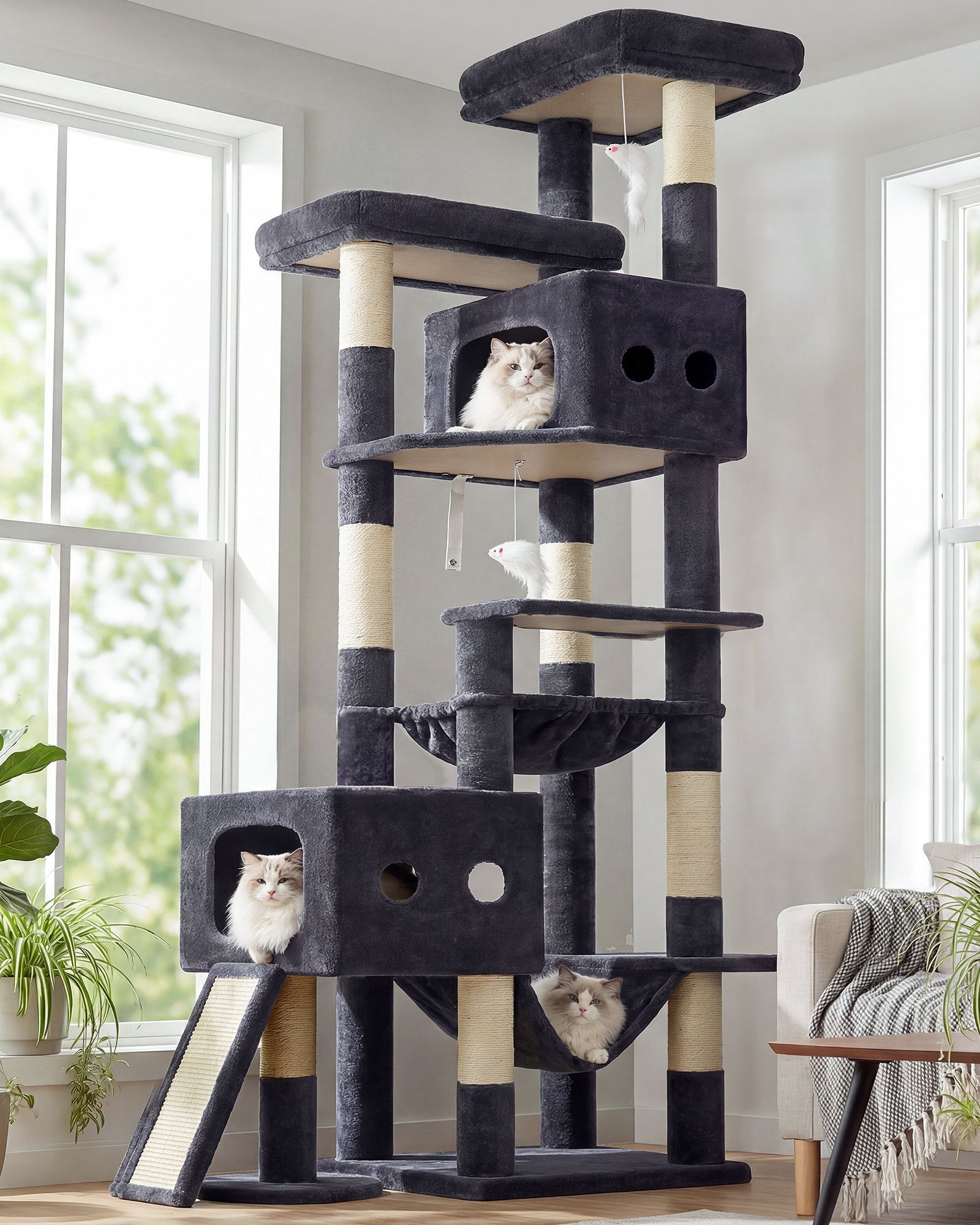 S83G Heavy Duty Cat Tree(Dark Grey,83-inch)