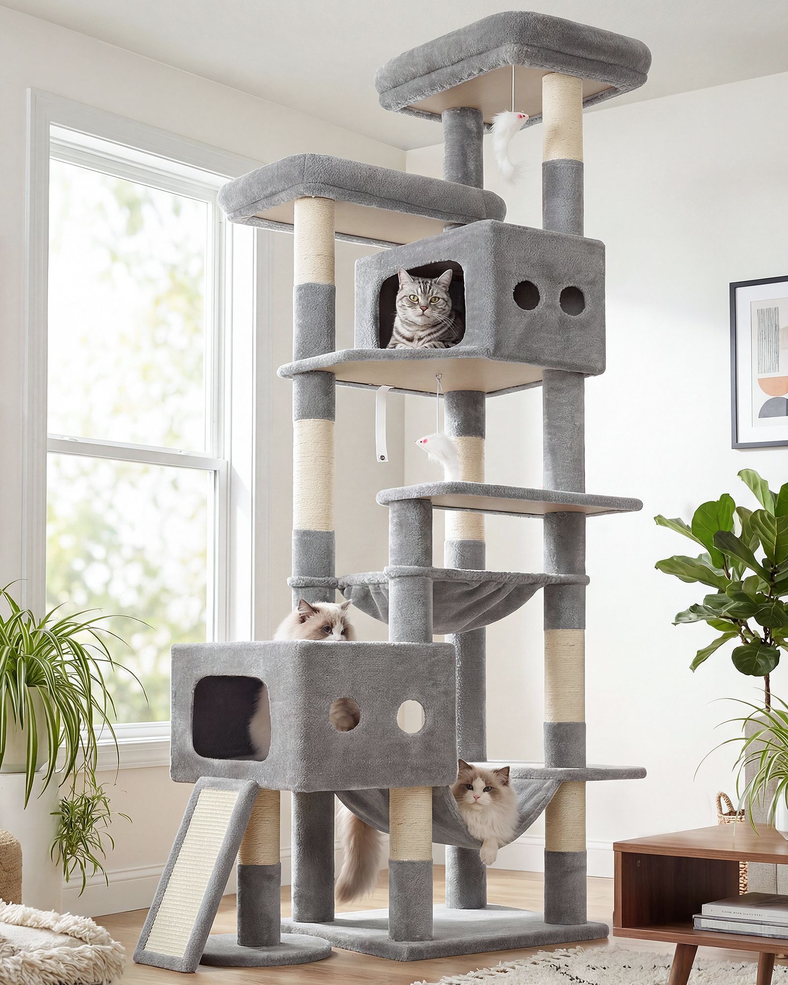 S83G Heavy Duty Cat Tree(Light Grey,83-inch)