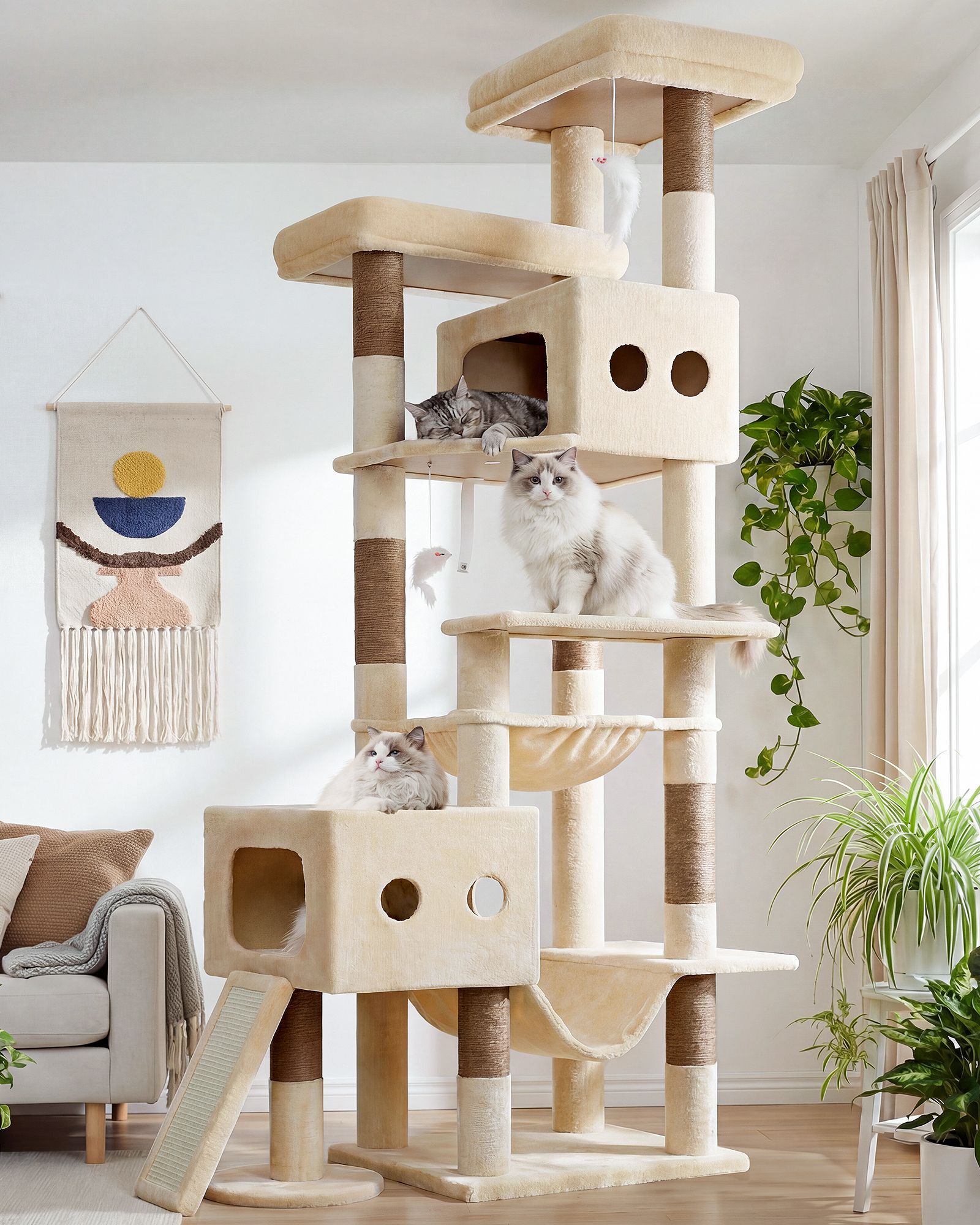 S83G Heavy Duty Cat Tree(Beige,83-inch)