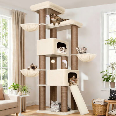 S84 Heavy Duty Cat Tree(Beige,84-inch)