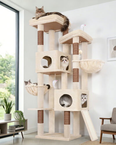 S72E Heavy Duty Cat Tree(Beige,72-inch)