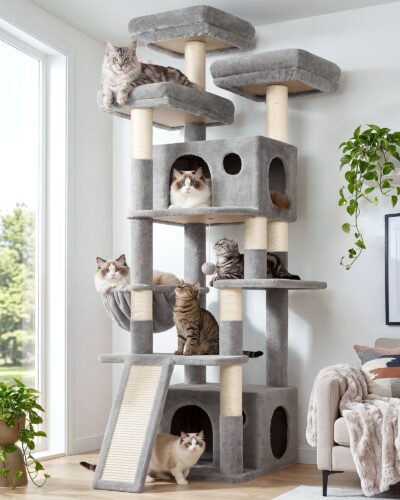 F73C Cat Tree(Light Grey,73-inch)