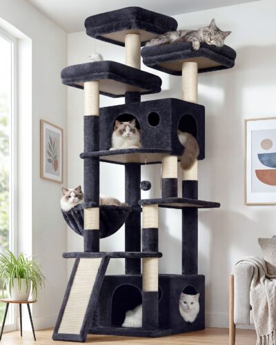 F73C Cat Tree(Dark Grey,73-inch)