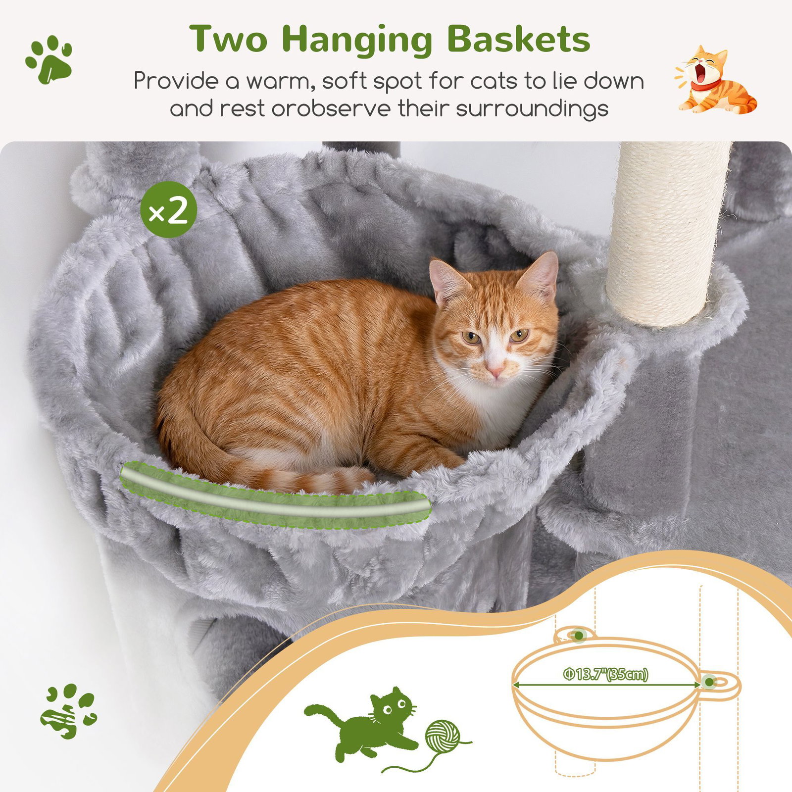 F64B Cat Tower(Light Grey,64-inch)