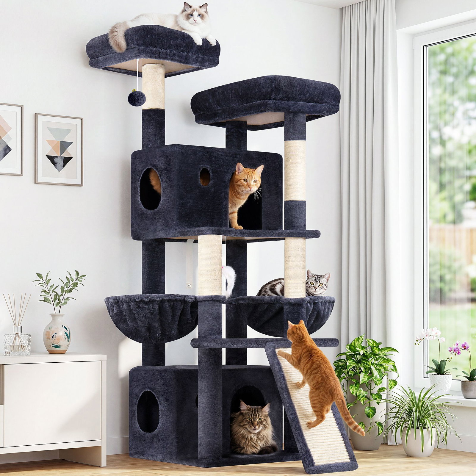 F64B Cat Tower(Dark Grey,64-inch)