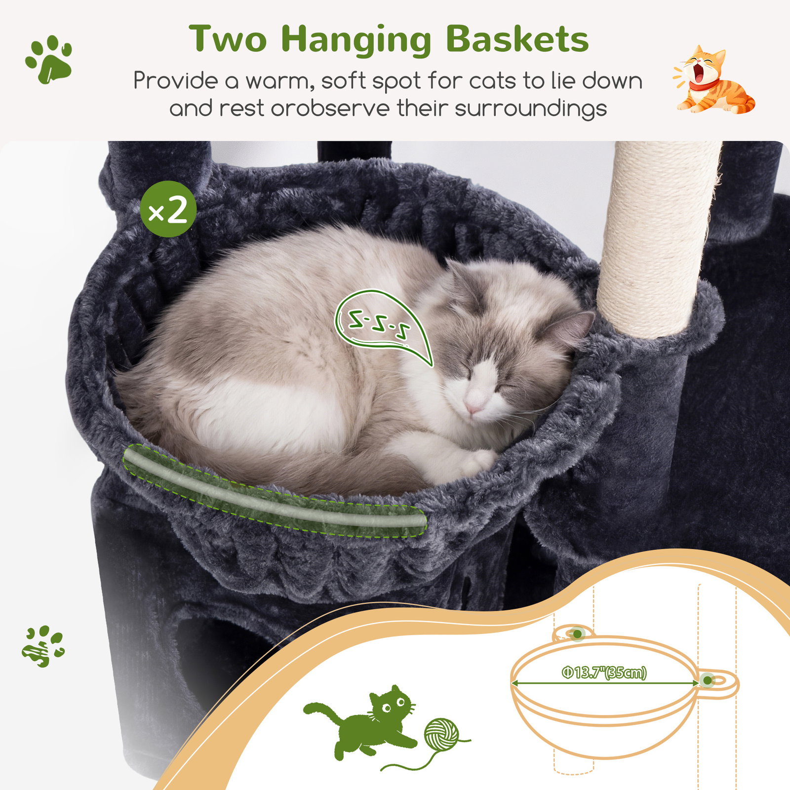 F64B Cat Tower(Dark Grey,64-inch)