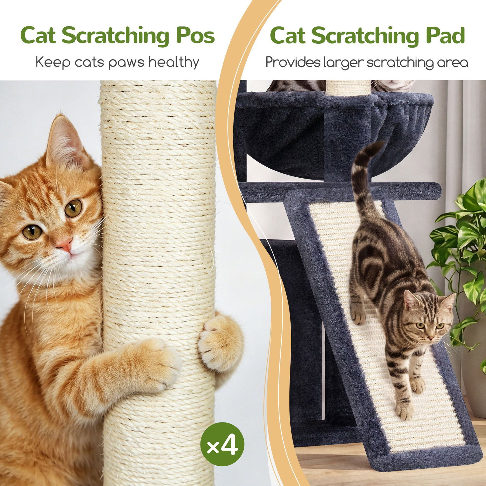 F64B Cat Tower(Dark Grey,64-inch)