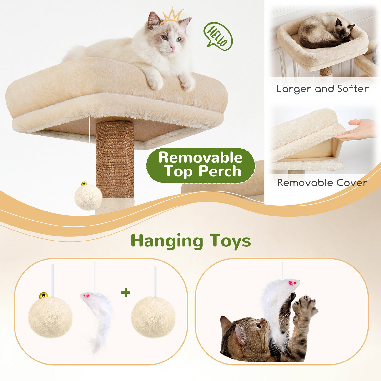 F64B Cat Tower(Beige,64-inch)