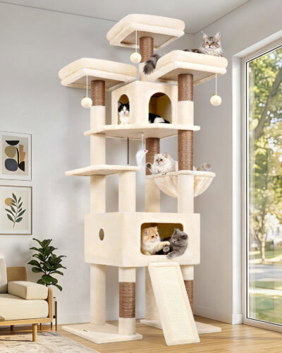 F75 Cat Tree(Beige,75-inch)