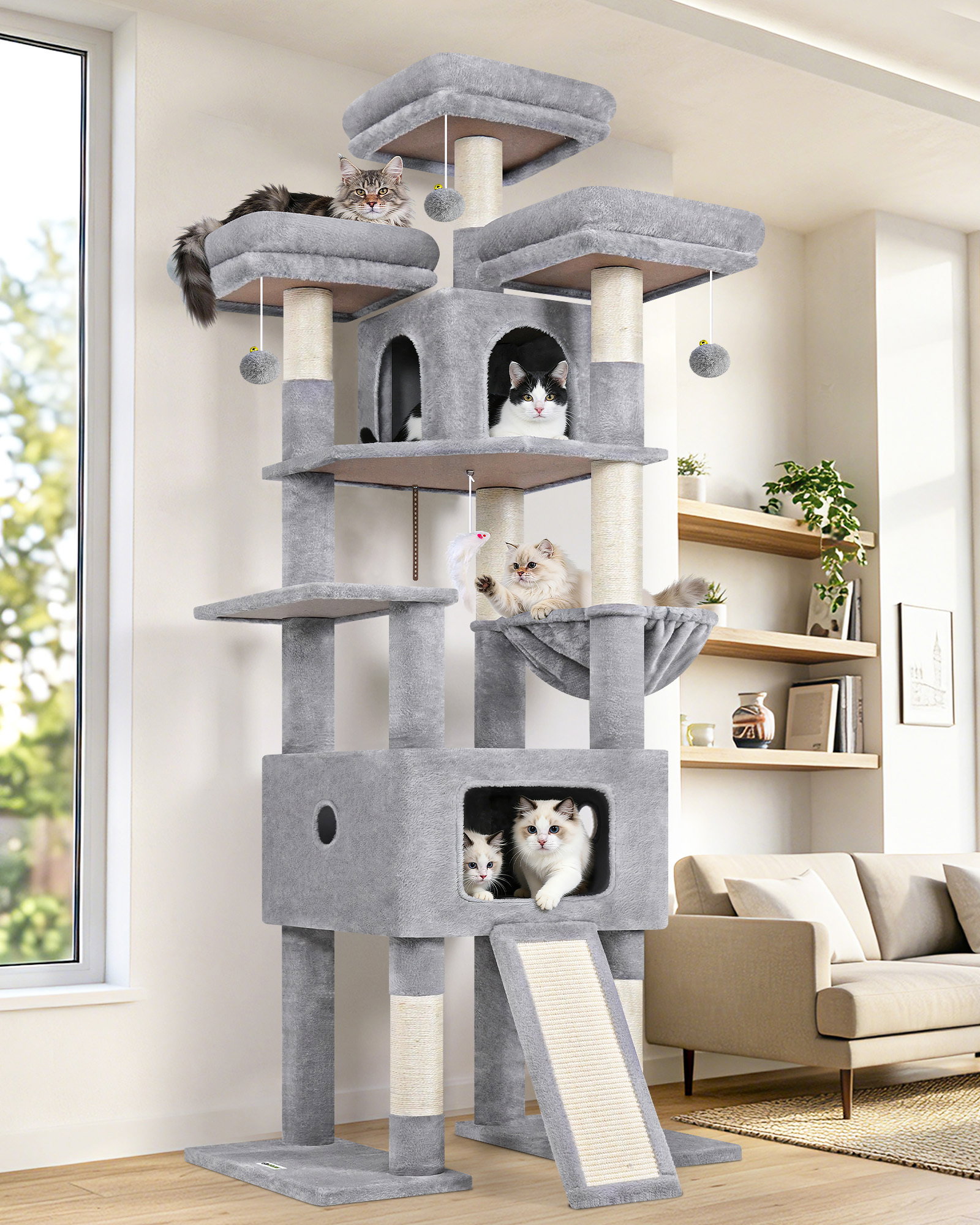 F75 Cat Tree(Light Grey,75-inch)