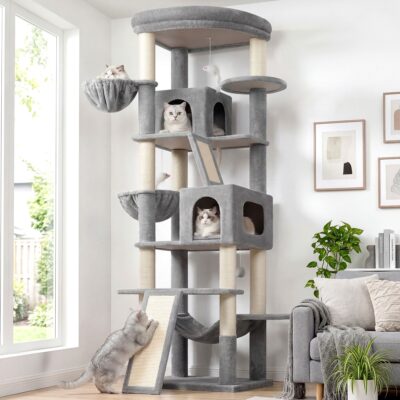 S81F Cat Tree For Large Cats(Light Grey,81-inch)