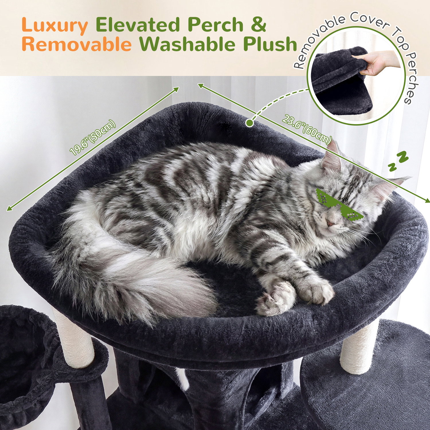 S81F Cat Tree For Large Cats(Dark Grey,81-inch)