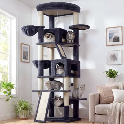S81F Cat Tree For Large Cats(Dark Grey,81-inch)