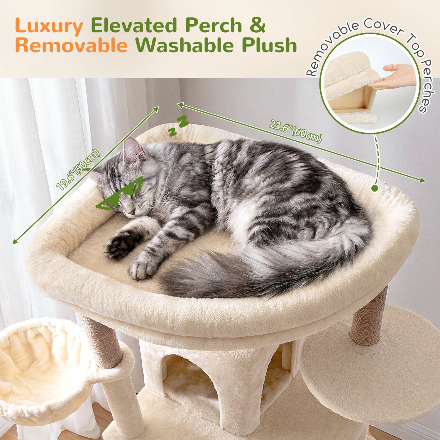 S81F Cat Tree For Large Cats(Beige,81-inch)