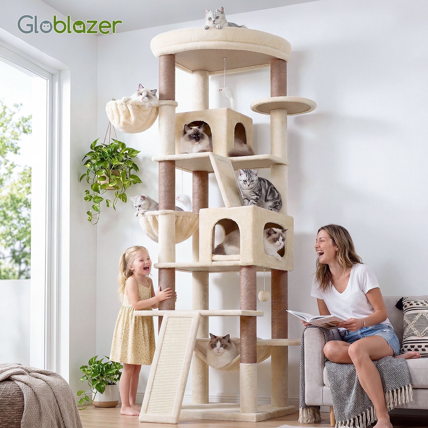 S81F Cat Tree For Large Cats(Beige,81-inch)
