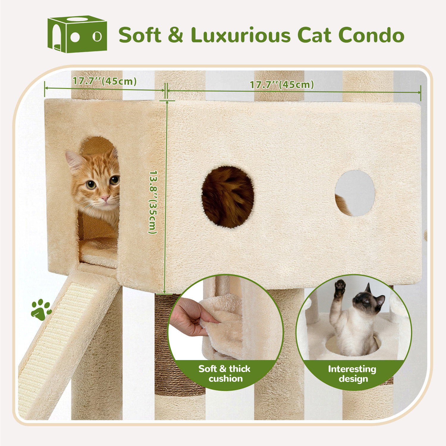 S84D Tall Cat Tree(Beige,84-inch)